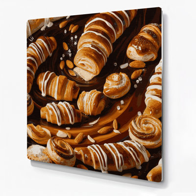 Desserts Danish pastry Brown Metal Wall Art