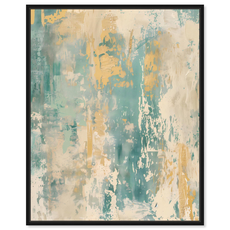 Minted Ivory I, toile abstraite texturée par Art Remedy, Cadre noir, H 21 po x l 17 po