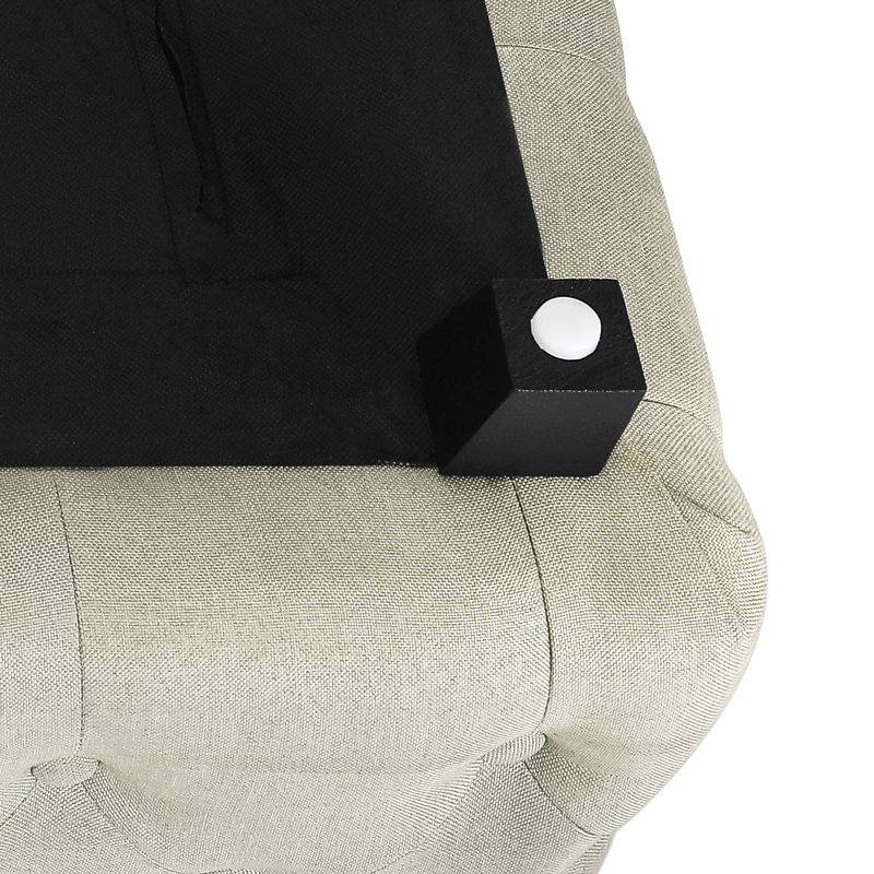 Adah Velvet Ottoman, Beige Linen