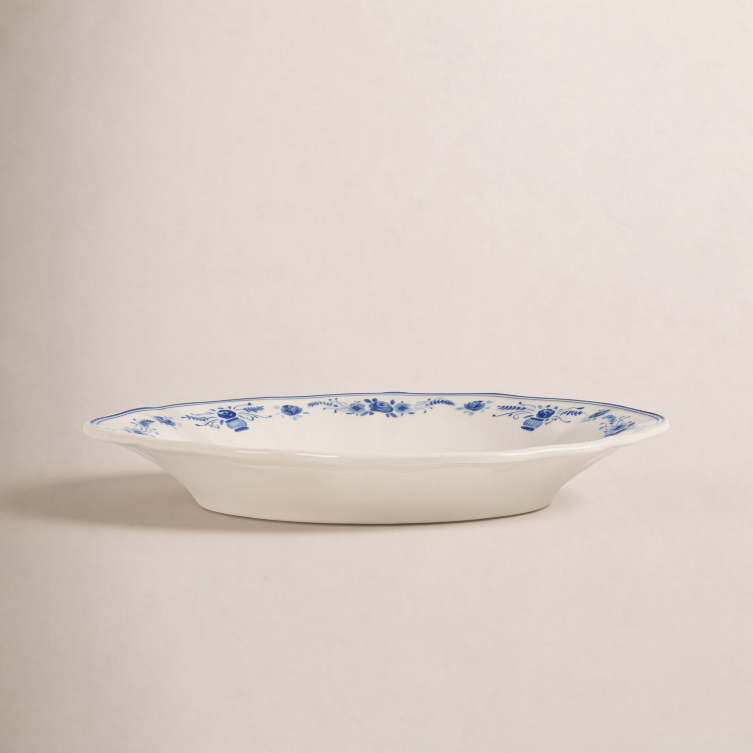 Vila Stoneware Pasta Bowl, Beige/Blue