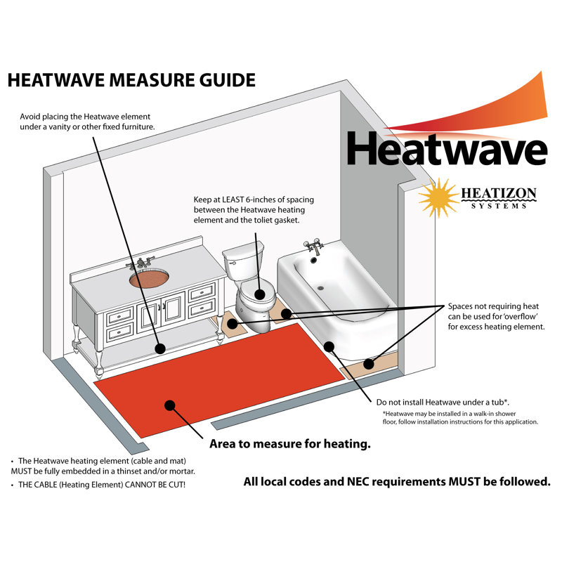 0.25'' W 240 Volt Underfloor Heating System Kit with Programmable Thermostat, 564 ft.