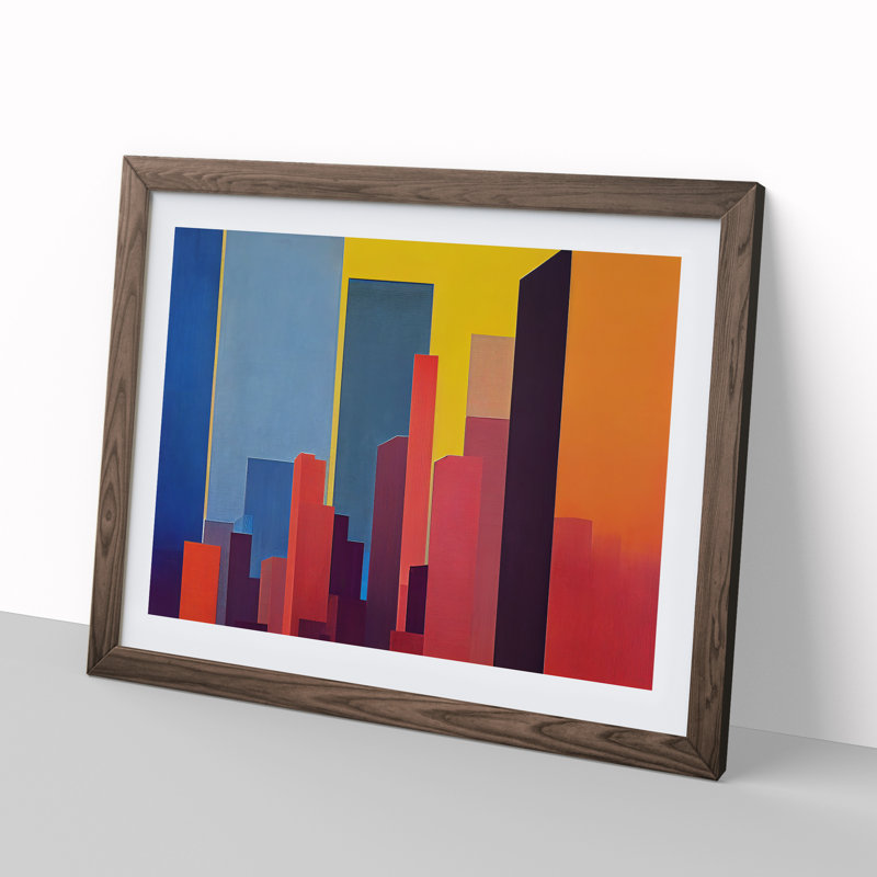 Excellent Abstract Skyscrapers - Framed Print, 34cm H x 46cm W x 2cm D, Walnut