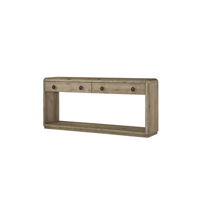 Console Table Crafted From English Knotty Oak, Self - Closing Drawers For Quiet Function, Open Shelf Stylish Storage, 72 In Depth, 16 Width, 31.42 Hei