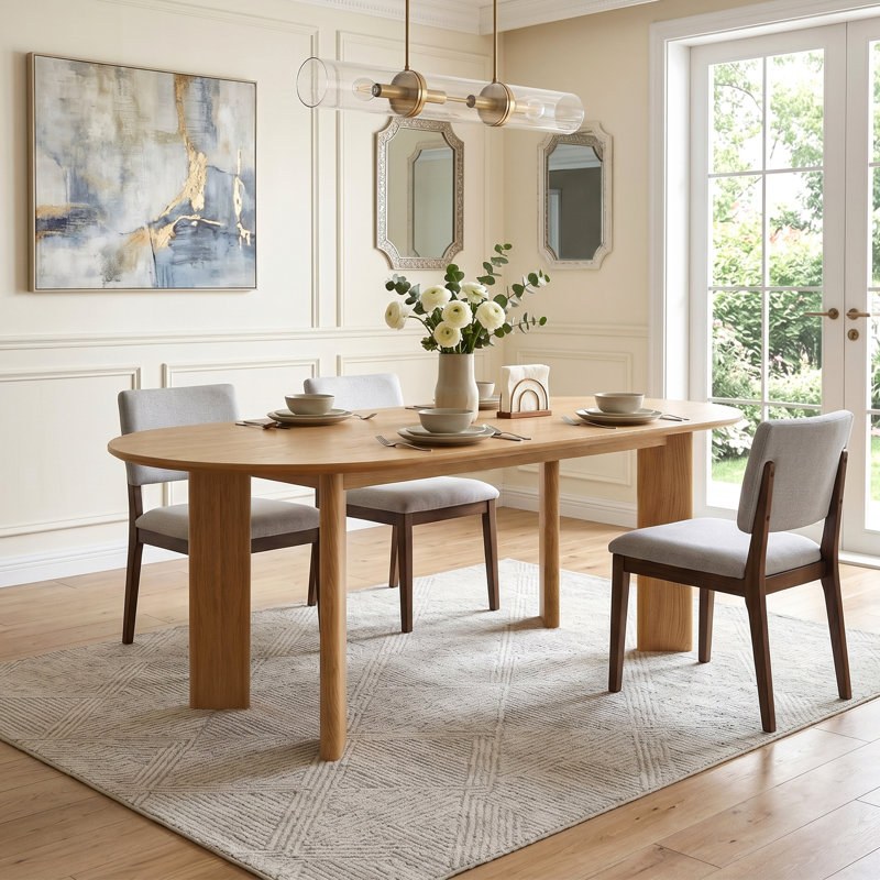 Table de salle à manger de 79 po x l 33,5 po avec 4 pieds en bois naturel, H 30 po x L 79 po x l 33,5 po, Bois naturel