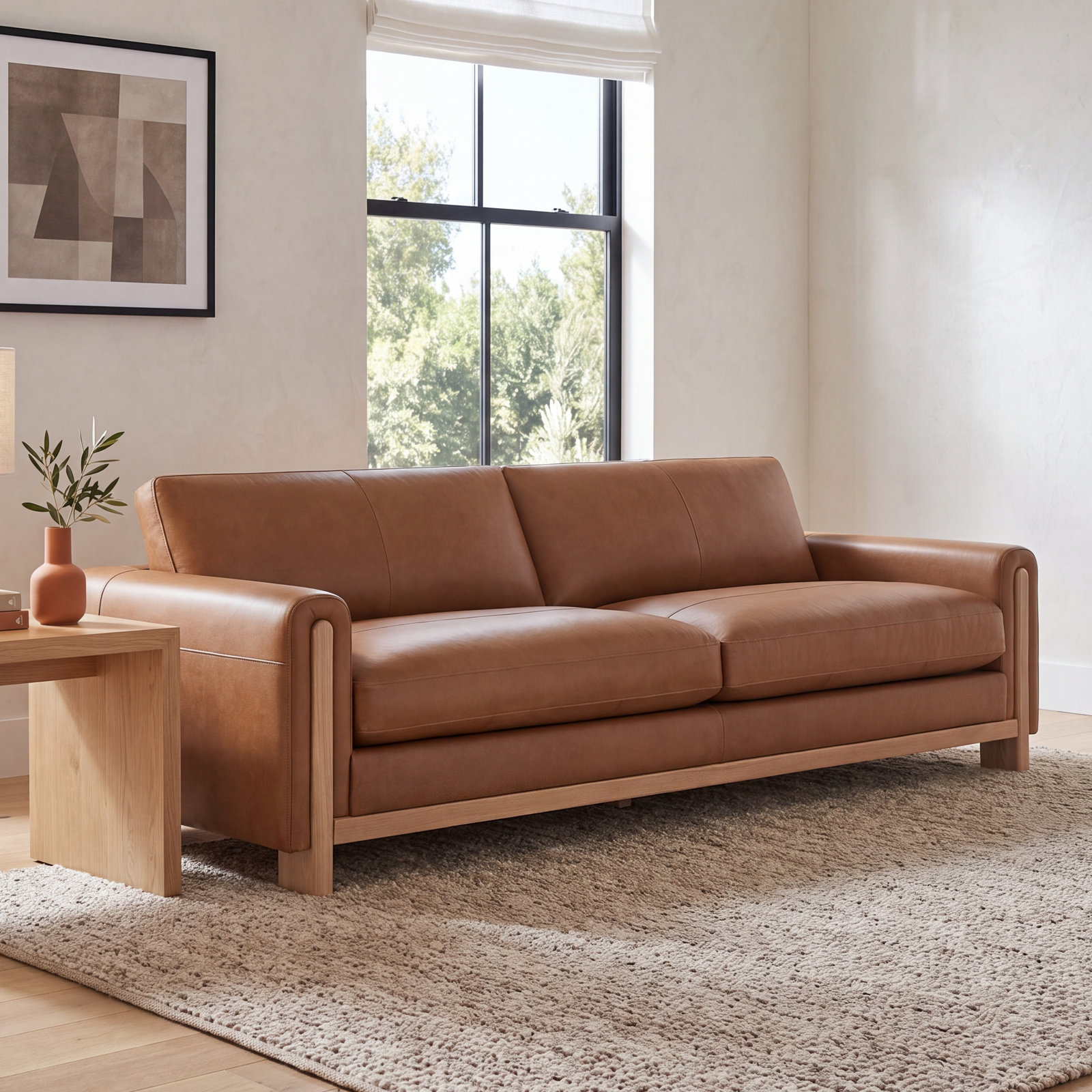 Adika 99" Genuine Leather Sofa