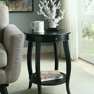Table d'appoint noire avec tiroir