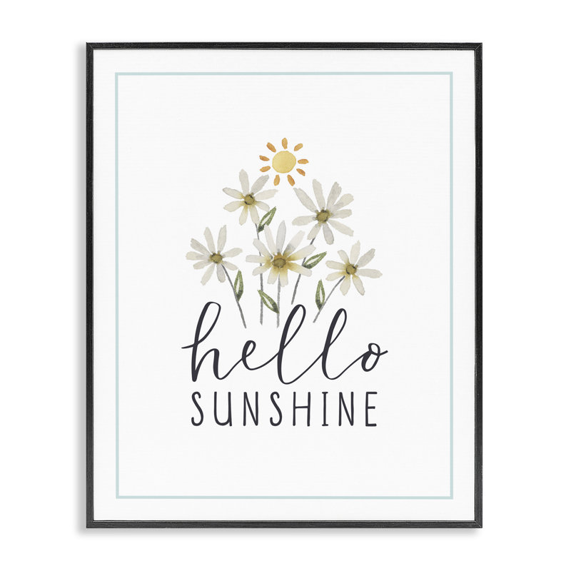 «Hello Sunshine with Daisies», estampe numérique par Blue Chair Blessing, Giclée encadrée noir minuit, H 14 po x l 11 po