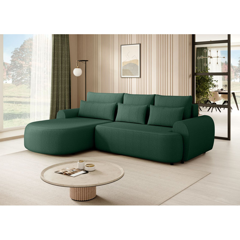 Cyani 4 Seater Sofa Bed, Left Hand Facing, Green