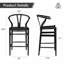 Tabouret de bar Wishbone, tabourets de bar à hauteur de comptoir tissé, chaises de bar en rotin entièrement assemblées pour îlot de cuisine, 1 pièce-1649329585