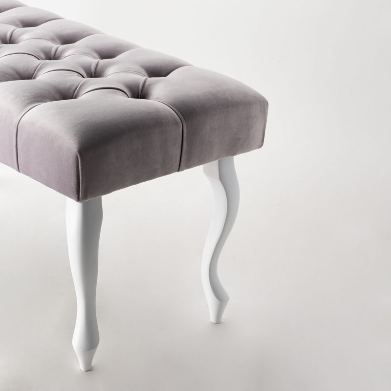 Upholstered Bench, H40 x W45 x D35cm, Lilac/White, White