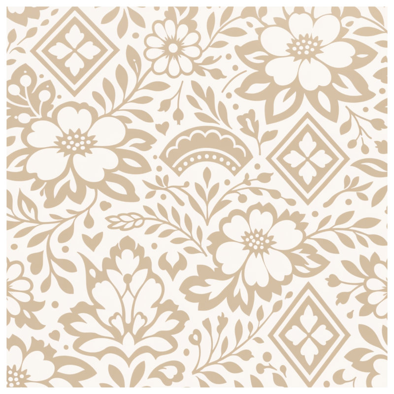 Housses de couette à motif floral beige, King