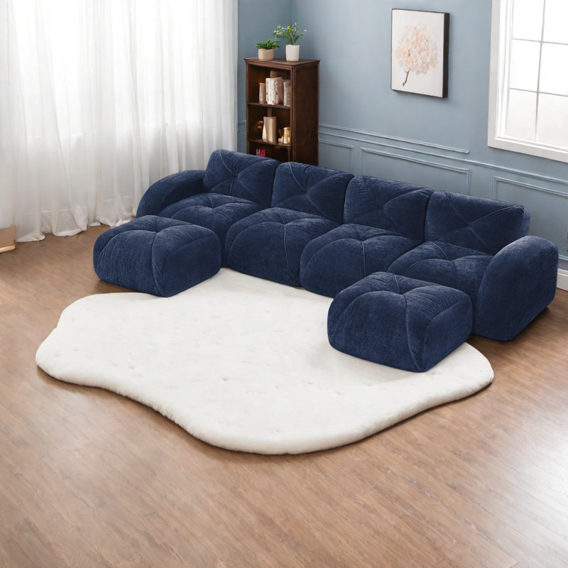 Luxueux canapés en velours en forme de U, sans assemblage, modernes pour la maison