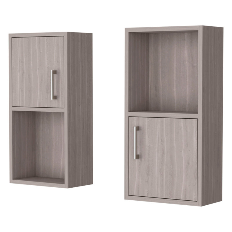 Armoire à pharmacie en chêne blanc avec 2 tablettes ouvertes, Chêne blanc