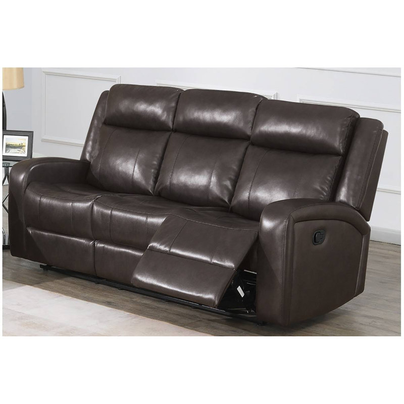Heimdall 82'' Faux Leather Reclining Sofa, Brown Polyurethane