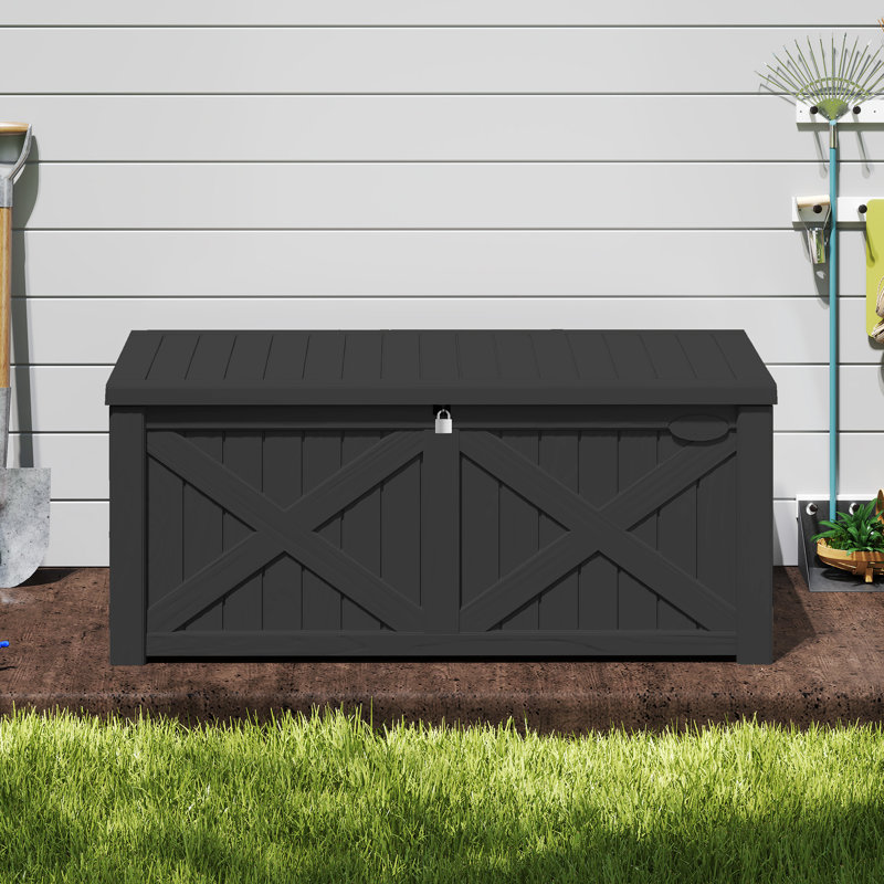 Balconera Deck Box 142.7cm W 450L Lockable Deck Box, Black