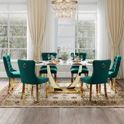 Hoppus 6 - Person Pedestal Dining Set