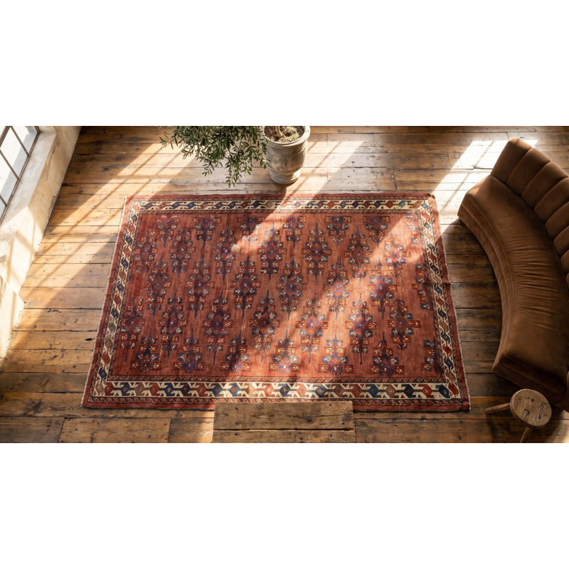 Tapis tribal antique en laine noué à la main Yamoud