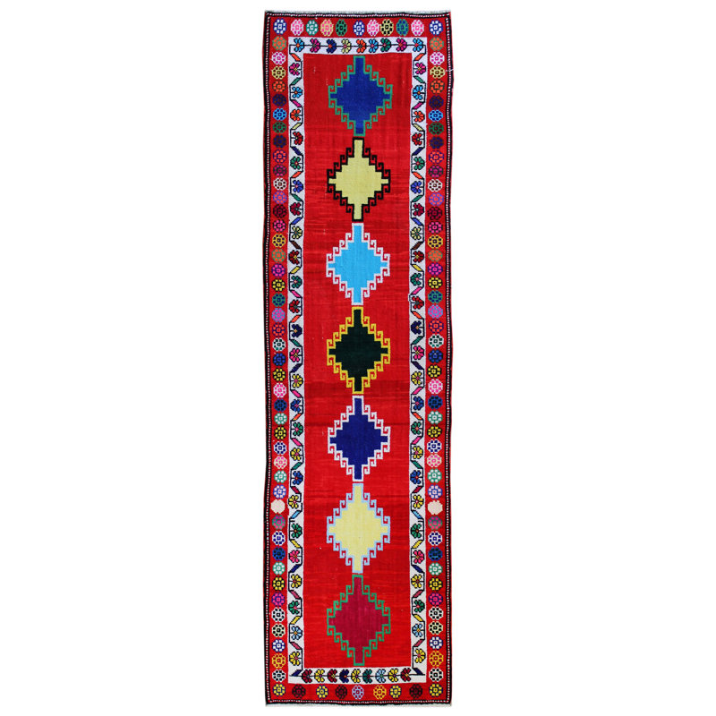 Herki One-of-a-Kind 2'11" X 9'9" 2000s Runner Area Rug in Red