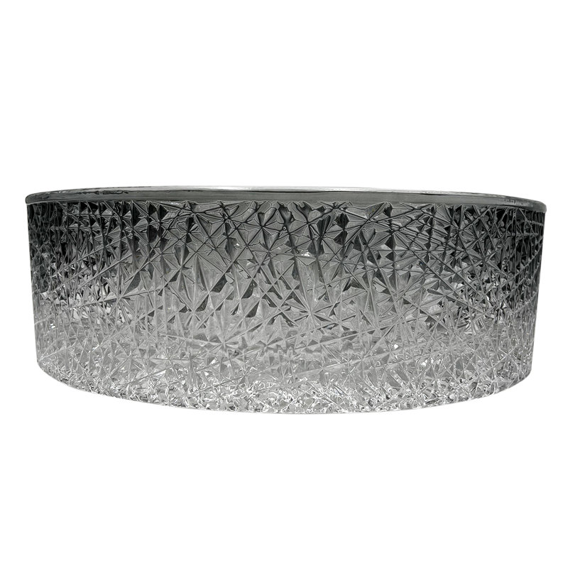 16'' Round Textured Clear Glass Vessel Sink