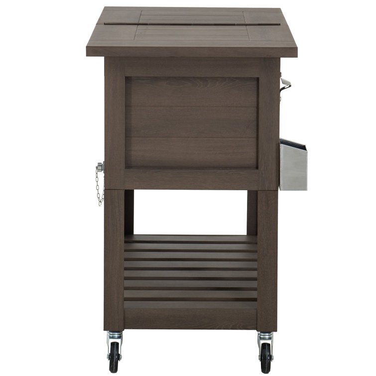 Sunjoy Insulated Beverage Cooler - 80 Quart Capacity - Steel Construction -  Brown Wood Grain Finish - Chalkboard Front - Locking Casters in the Beverage  Coolers department at