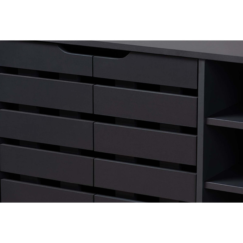 Arielle 24 Pair Shoe Storage Cabinet, Dark Gray