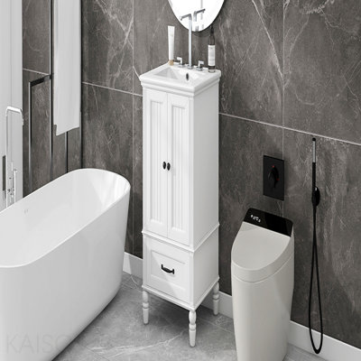 20" Bathroom Vanity With Sink, Bathroom Cabinet With Two Doors, Magnetic Door Stopper And  Adiustable Foot Pads, A Drawer, White(Old Sku:N725p195132k)