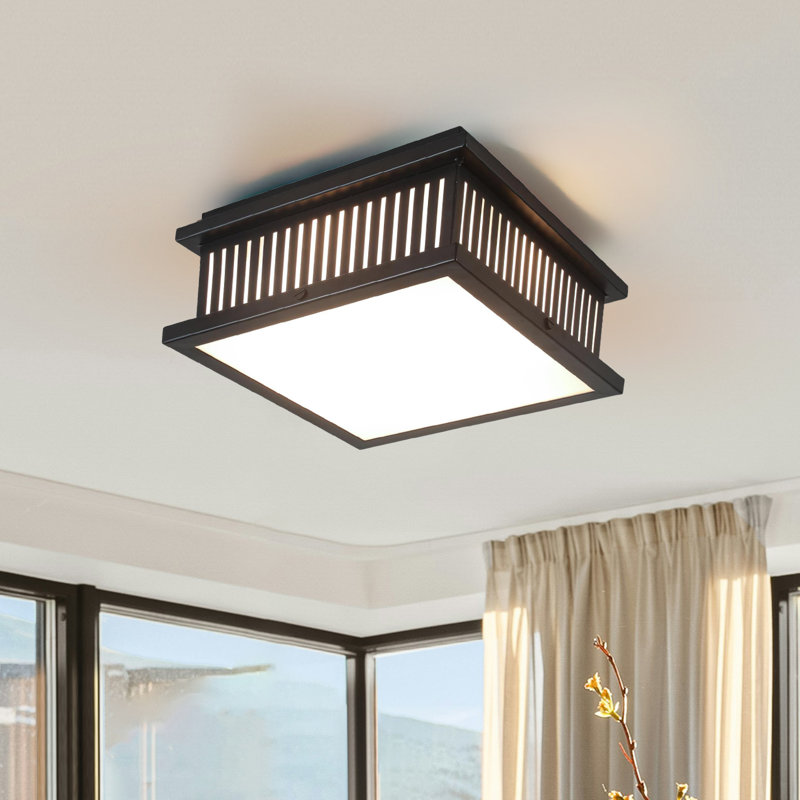  Leeban Modern Flush Mount Ceiling Light Fixture, 12.5'' Square Close to Ceiling Light, 4-Light Metal Ceiling Lamp with Acrylic Shade for Living Room Kitchen Hallway, Bedroom, Balcony
