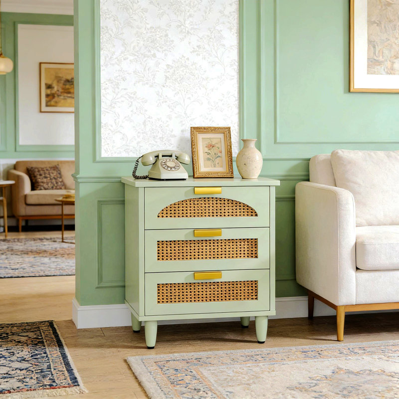 Table d'appoint en rotin, petite armoire de rangement, table de chevet