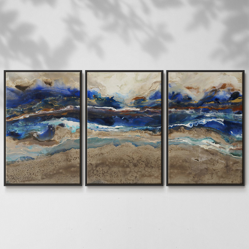Rip Curl - 3 pièces, reproduction encadrée sur toile, H 36 po x l 75 po x P 2 po, Noir