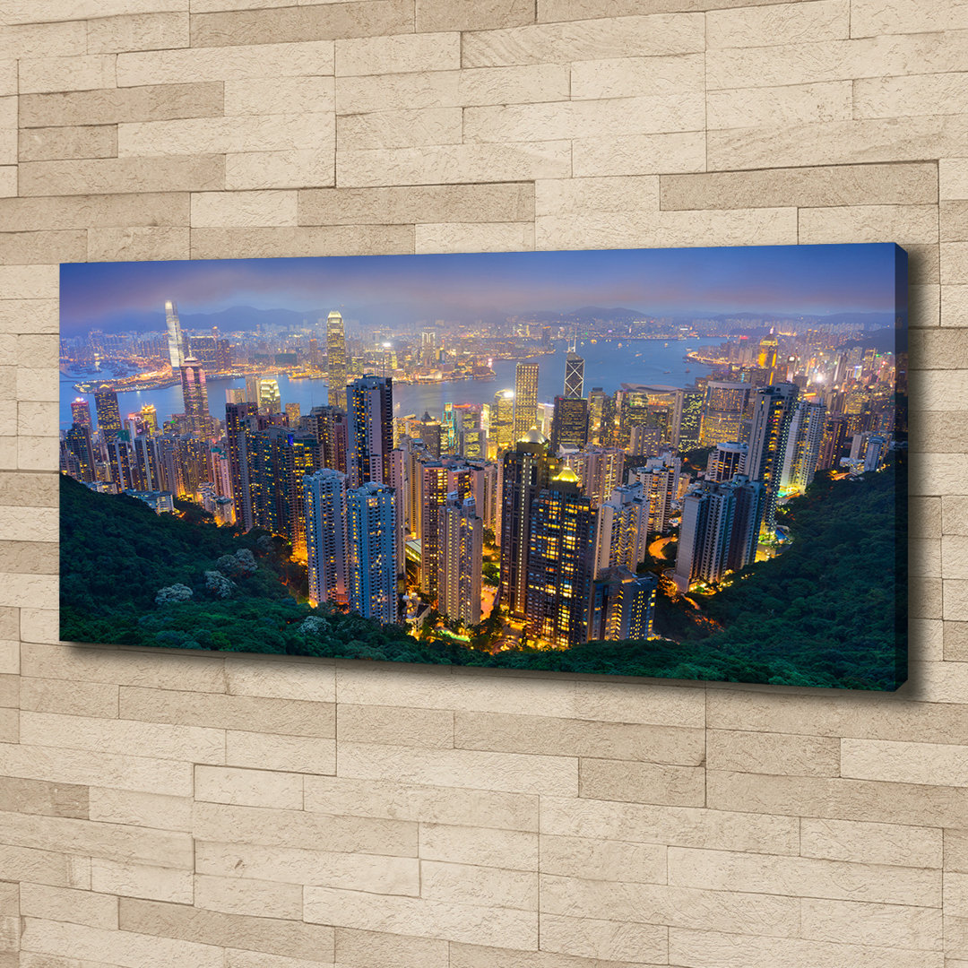 Hong Kong By Night - No Frame Print on Canvas