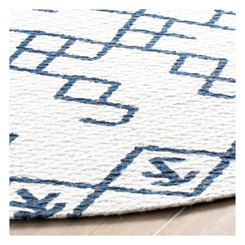 Tapis géométrique en coton tissé à la main Burrell Cedar Brook, Rond 6 pi