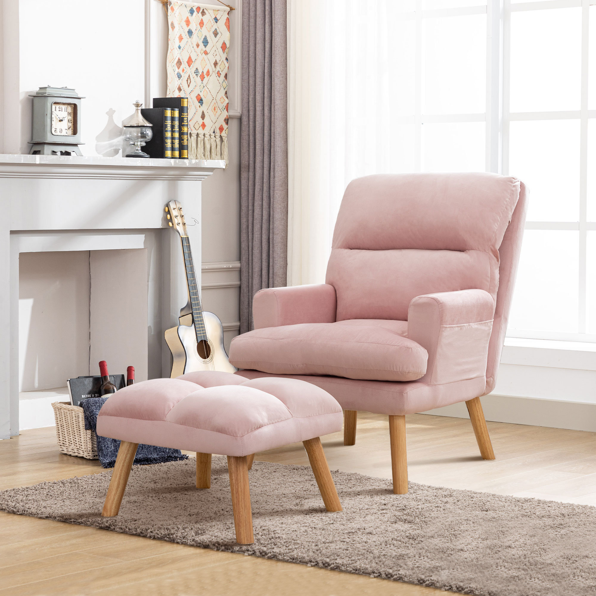 Everly Quinn Nalleli Modern 26 W Super Soft Velvet Reclining Accent Chair  with an Ottoman & Reviews - Wayfair Canada