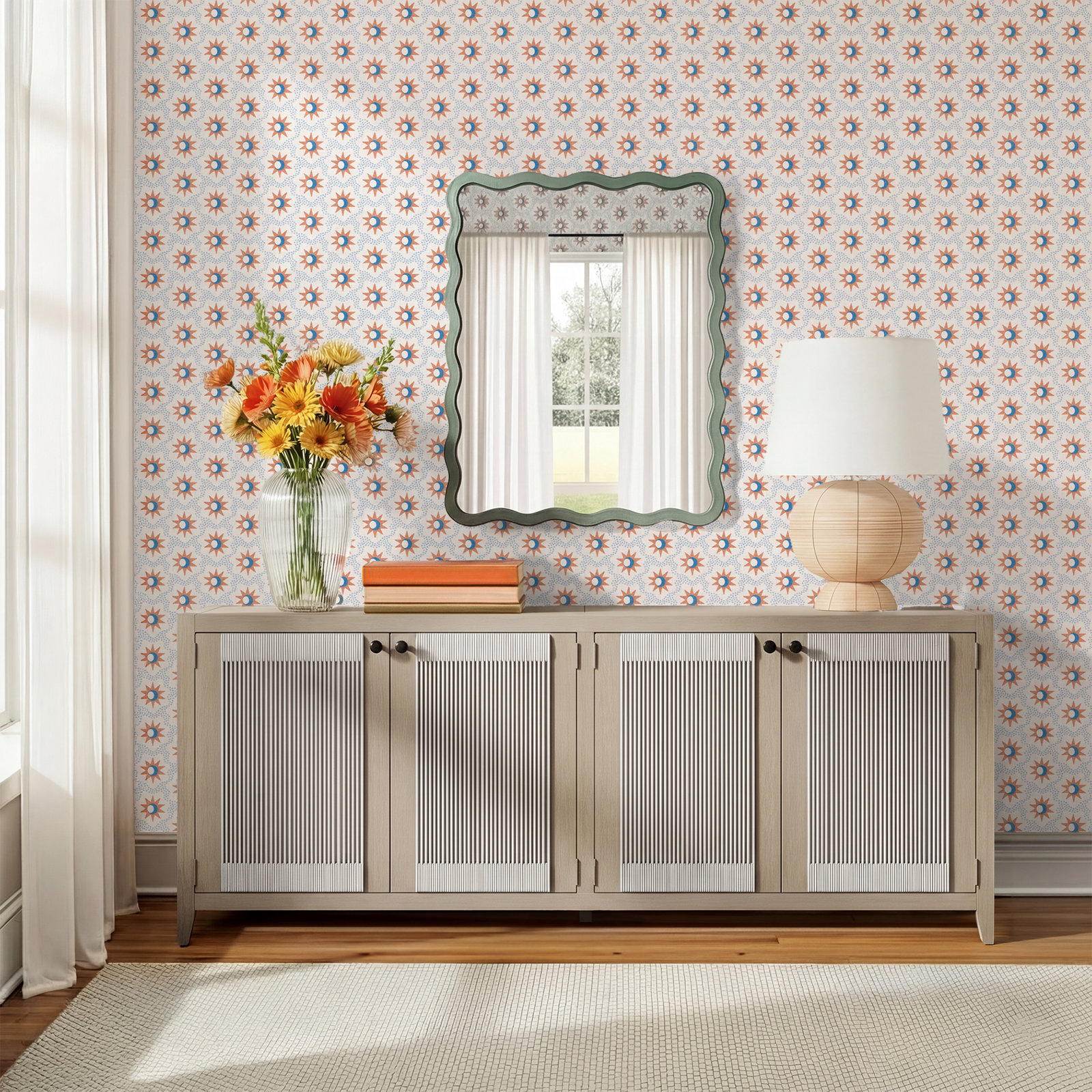 Solid Teak Sideboard, Washed Brown