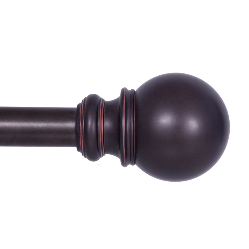 Manchester Adjustable 0.75" Single Curtain Rod, 66" - 120", Bronze
