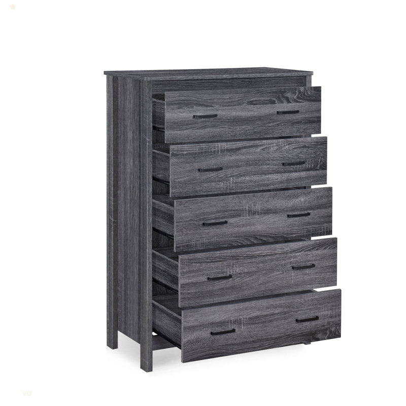 Commode 5 tiroirs Toolless, Gris foncé