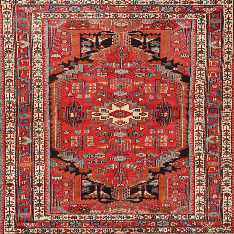 Tapis traditionnel rouge / noir Bathampton, Carré 3 pi