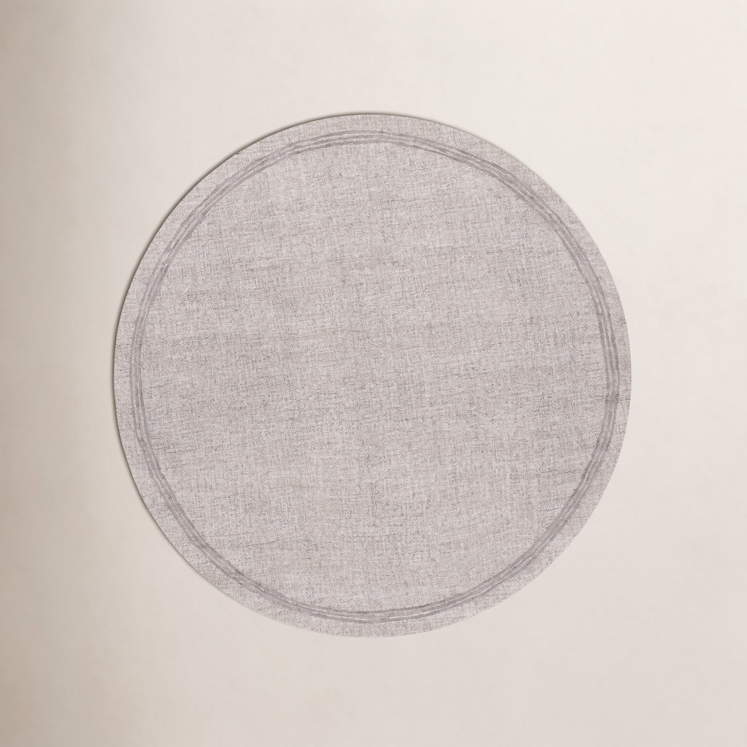 Gray Beige Hand-Tufted Wool Rug, Round 6'