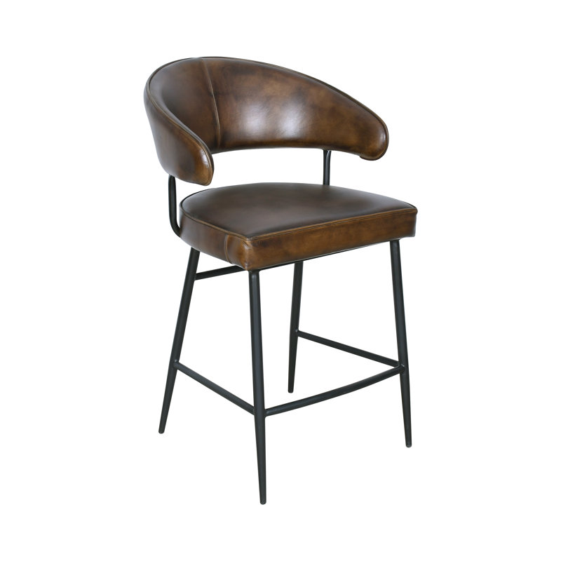 Chaise de comptoir en cuir Brisbane Dover, Châtaignier délavé