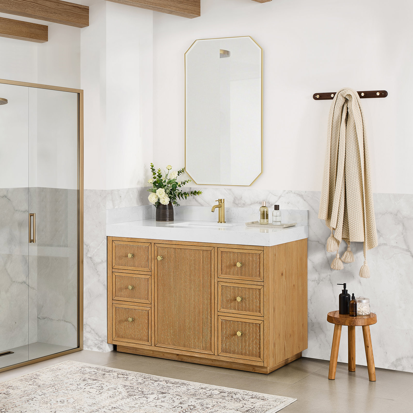 Thea 48" Single Bathroom Vanity, Fir Wood Brown