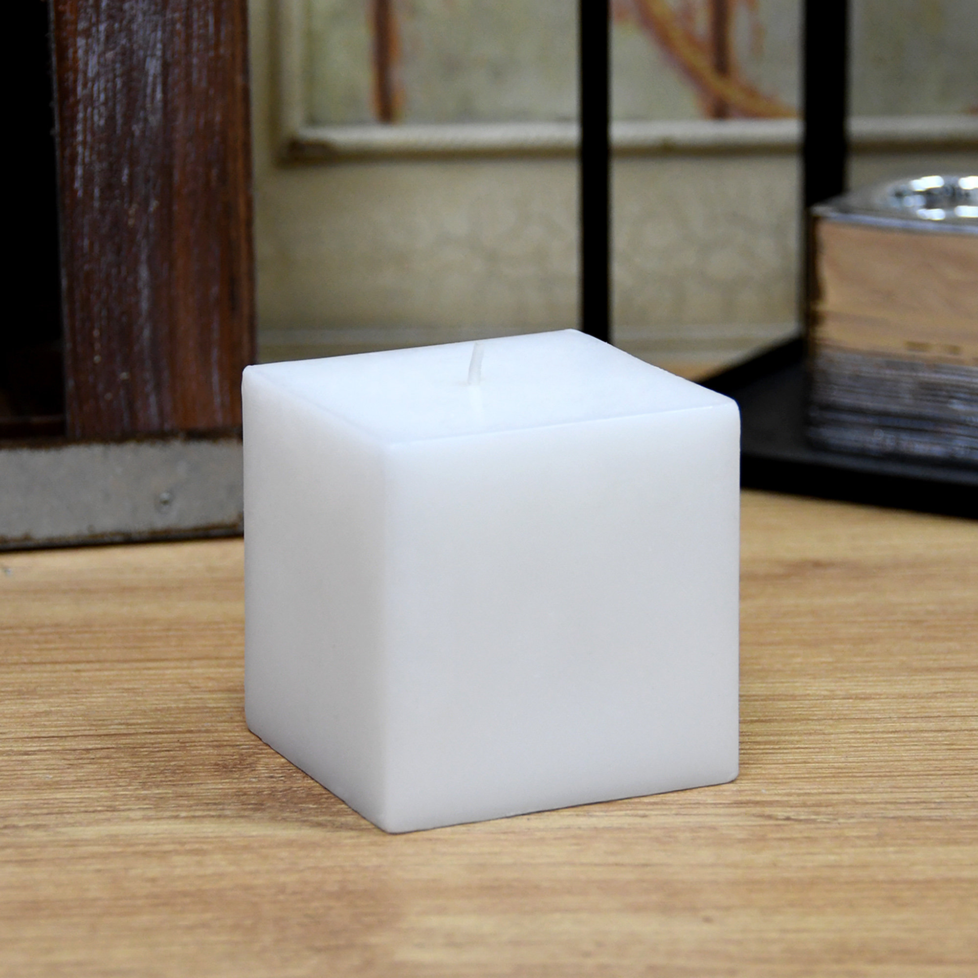 Square Pillar Candle, White, 1 Candle, 3" H x 3" W x 3" D