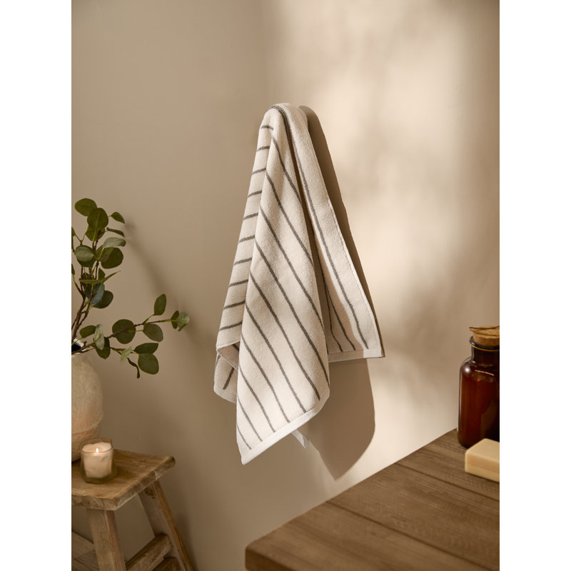 Hebden Narrow Stripe 100% Cotton Hand Towel, Brown/Cream