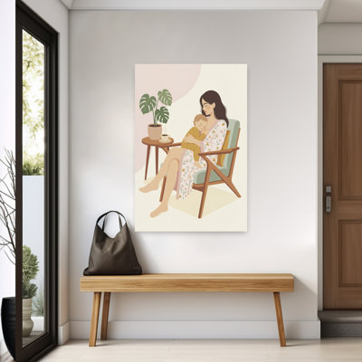 «Nurturant Mother Baby Peaceful Serene Contemporary Plant Architecture», art mural