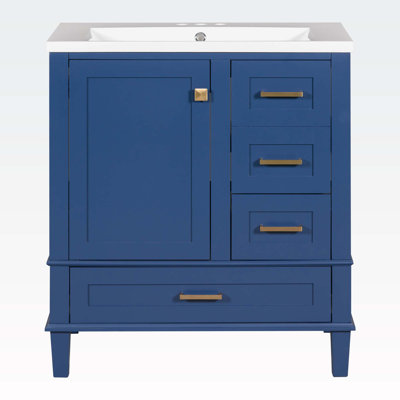 Ensemble d'armoire de salle de bain moderne avec évier, porte à fermeture douce et 3 tiroirs