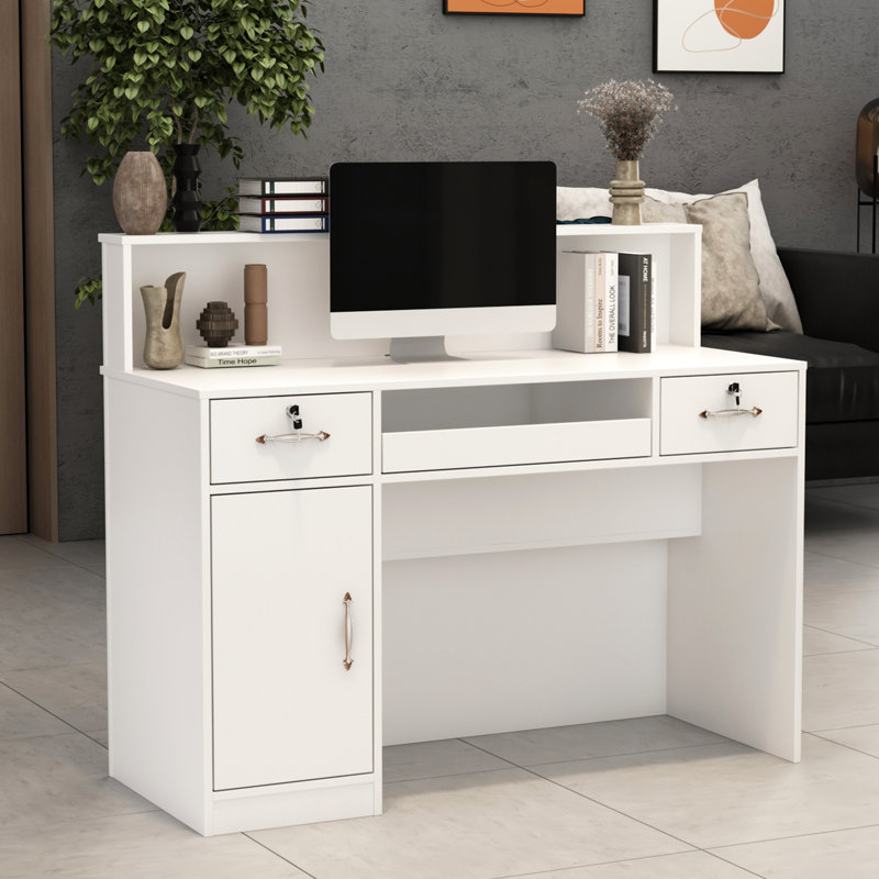 Rasnick Rectangle Solid + Manufactured Wood Reception Desk with Filing Cabinet