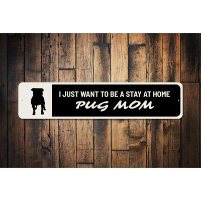 Plaque en aluminium «Pug Mom»