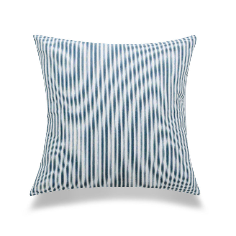 Michael Penny Ticking Pillow Cover & Insert, Square 22", Pillow Cover Only - No Insert, Navy Striped