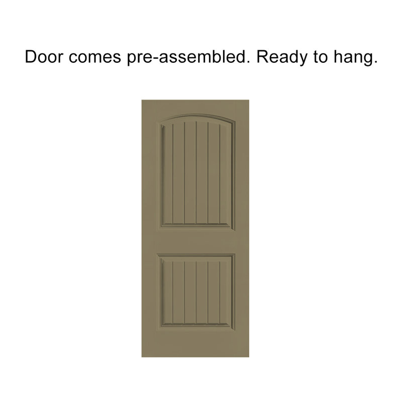 Camber Top Panelled Dignity Blue Stained Composite Mdf Barn Door Slab With Hardware Kit, Green, 36" x 80"