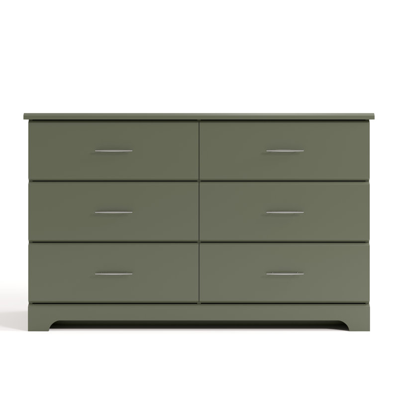 Commode double à 6 tiroirs Brookside, Olive