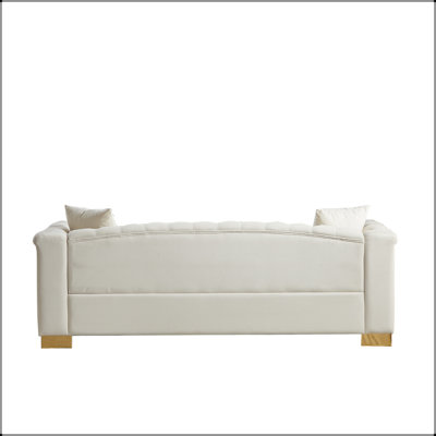 84" Classic Velvet Chesterfield 3-Seater Sofa with Gold Nailhead Decor