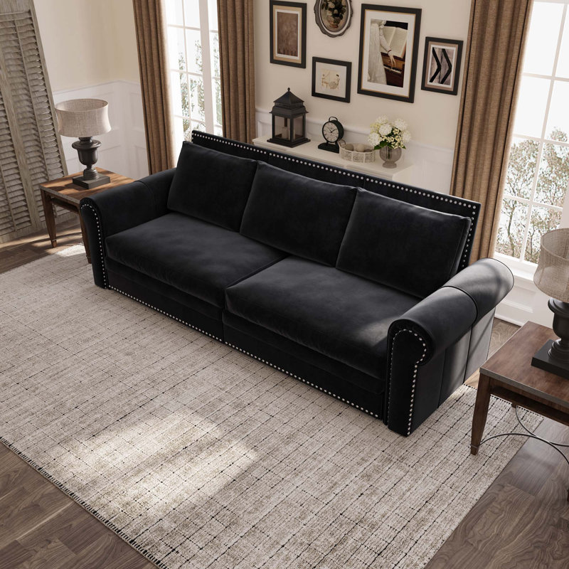 Chesterfield Sofa,93.7" King Pull Out Sofa Bed, 3-In-1 Convertible Sleeper Sofa With Nailhead Trim & Rolled Arm,Multi-Functional Sofa Bed For Living Room,Bedroom,Apartment,Office
